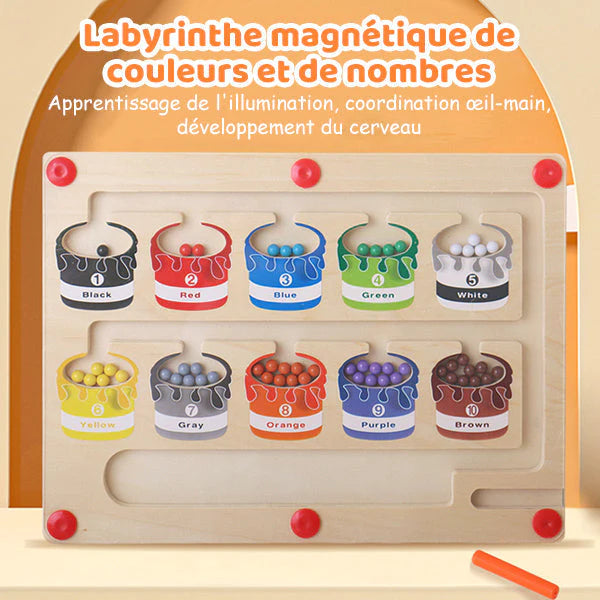 Labyrinthe Magnétique Montessori Pour Enfants 2-9 Ans - Jeu Éducatif Avec Perles Colorées Et Chiffres