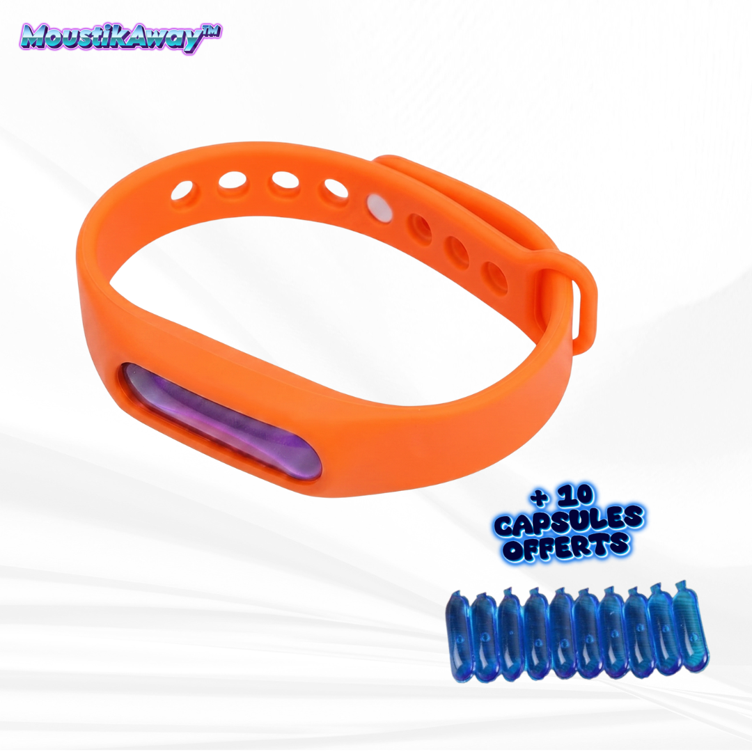 MoustikAway™ Bracelet Anti-Moustiques avec 10 Capsules Gratuites