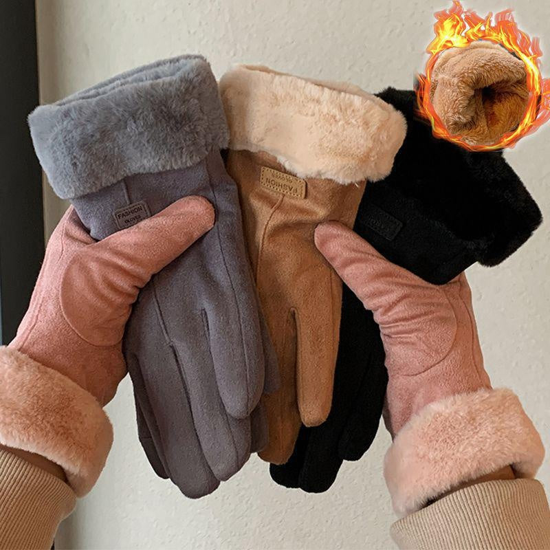 Gants chauds en fourrure pour femmes - Qualité Prémium