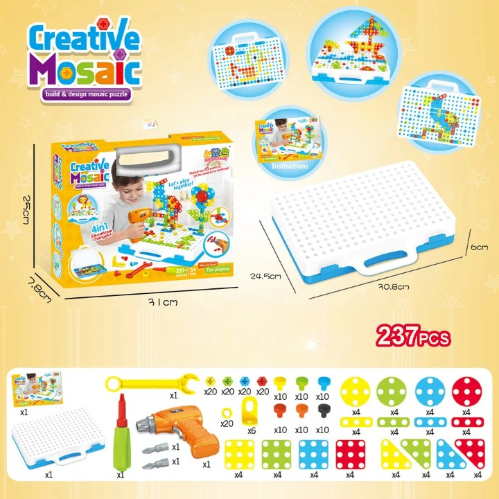 Jeu de plateau à vis en mosaïque 3D pour enfants