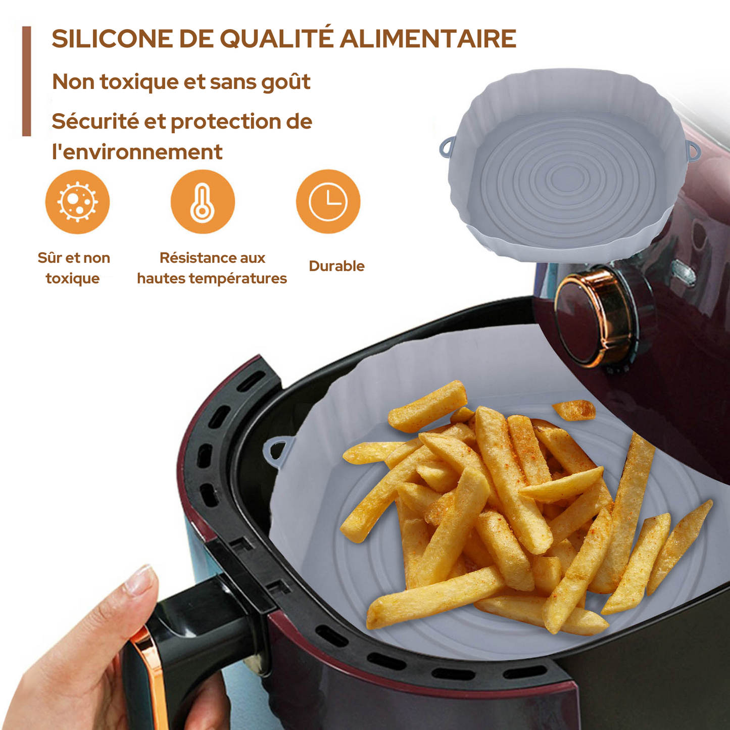 Mir réutilisable en silicone jetable pour friteuse à air