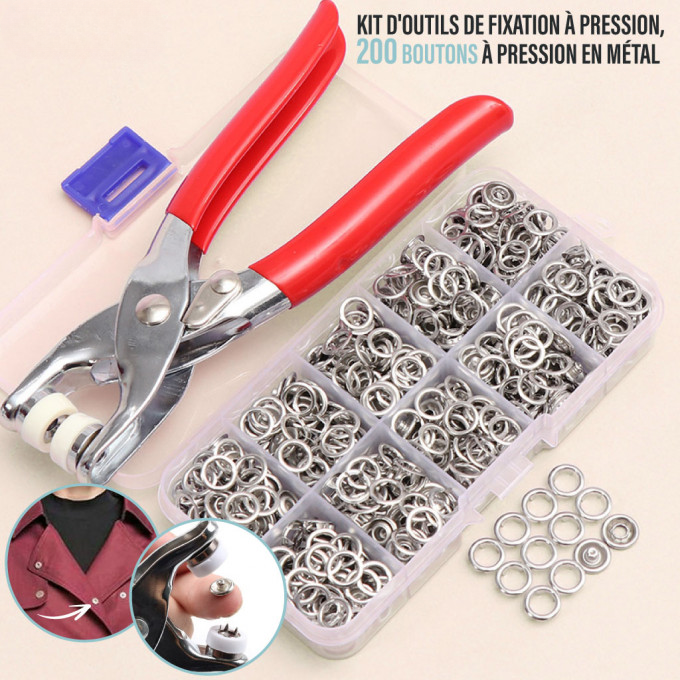 Kit d'attaches à Boutons Pression en métal