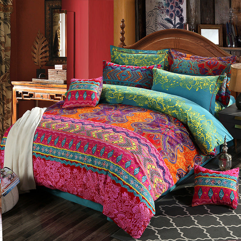 Ensemble de Housse de Couette Imprimée Boho avec Taie d'Oreiller (3 pièces)