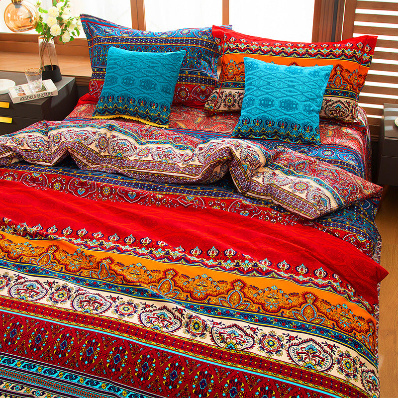 Ensemble de Housse de Couette Imprimée Boho avec Taie d'Oreiller (3 pièces)