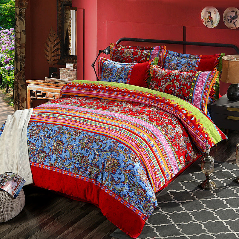 Ensemble de Housse de Couette Imprimée Boho avec Taie d'Oreiller (3 pièces)