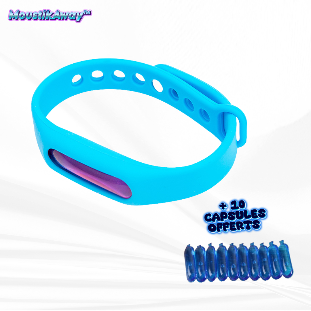 MoustikAway™ Bracelet Anti-Moustiques avec 10 Capsules Gratuites