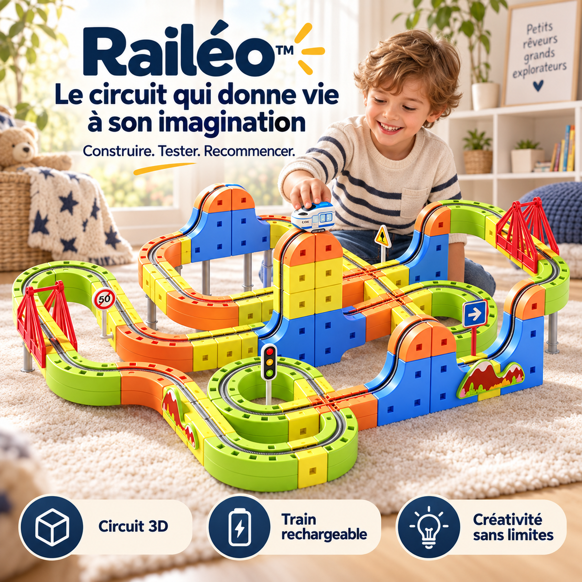 Railéo™ — Le circuit électrique anti-gravité 3D