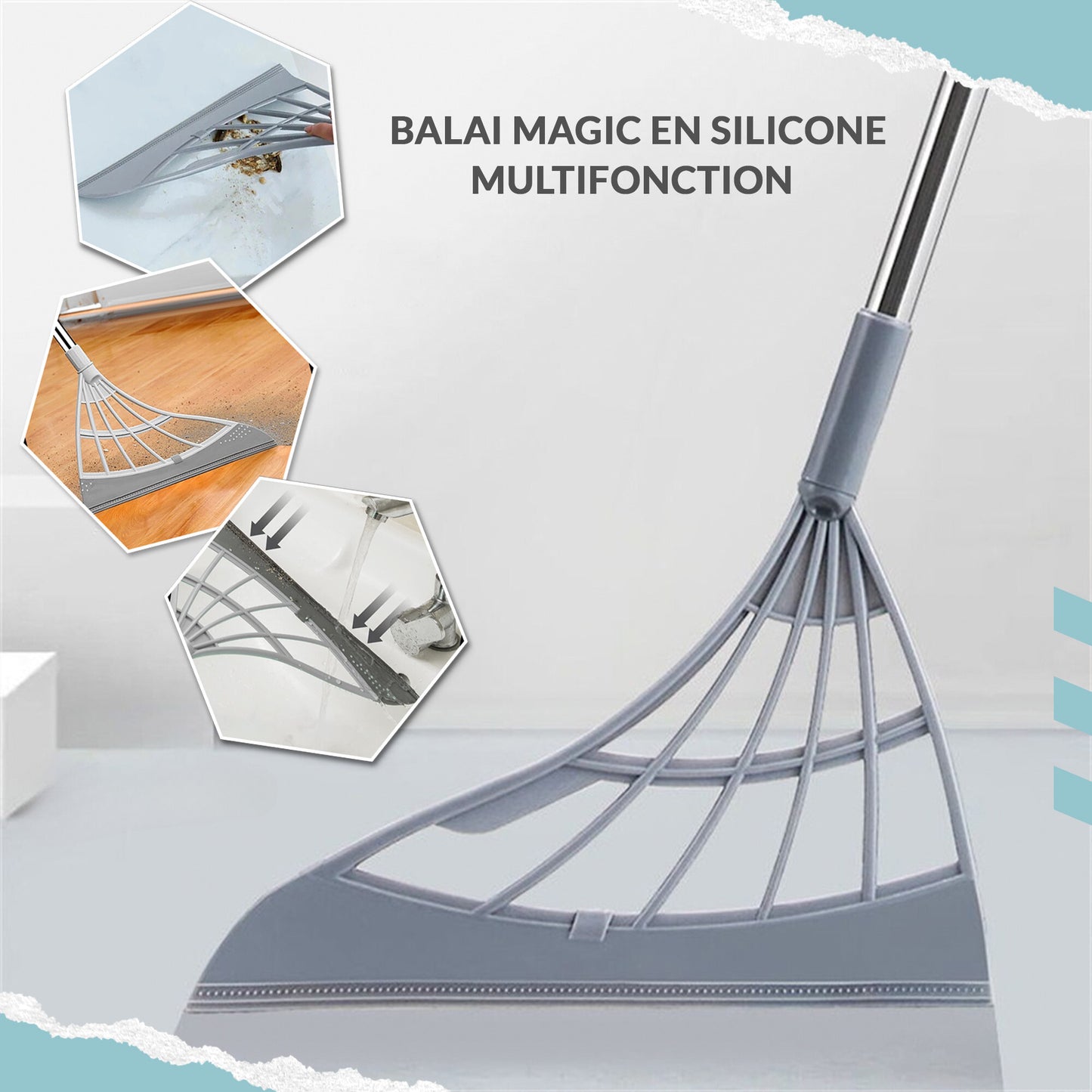 Magic Wiper Balai Lingette Squeeze Silicone Mop Pour Laver le sol Outils  propres Fenêtres Grattoir Poils d'animaux Balayage antiadhésif Et Cuisine