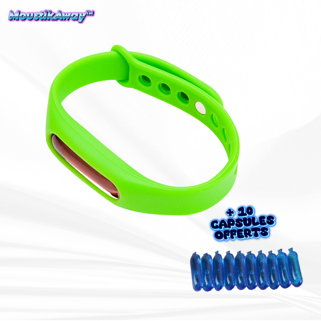 MoustikAway™ Bracelet Anti-Moustiques avec 10 Capsules Gratuites