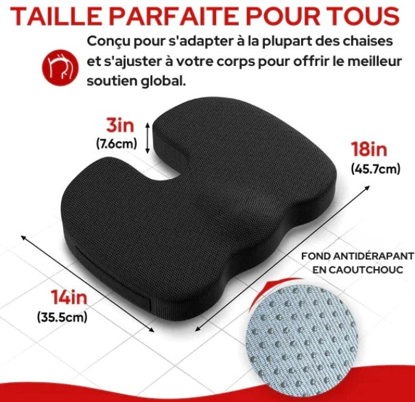 Rehausseur De Chaise Orthopédique Gris Foncé - Coussin Siège 40x40 Cm Pour Confort Quotidien