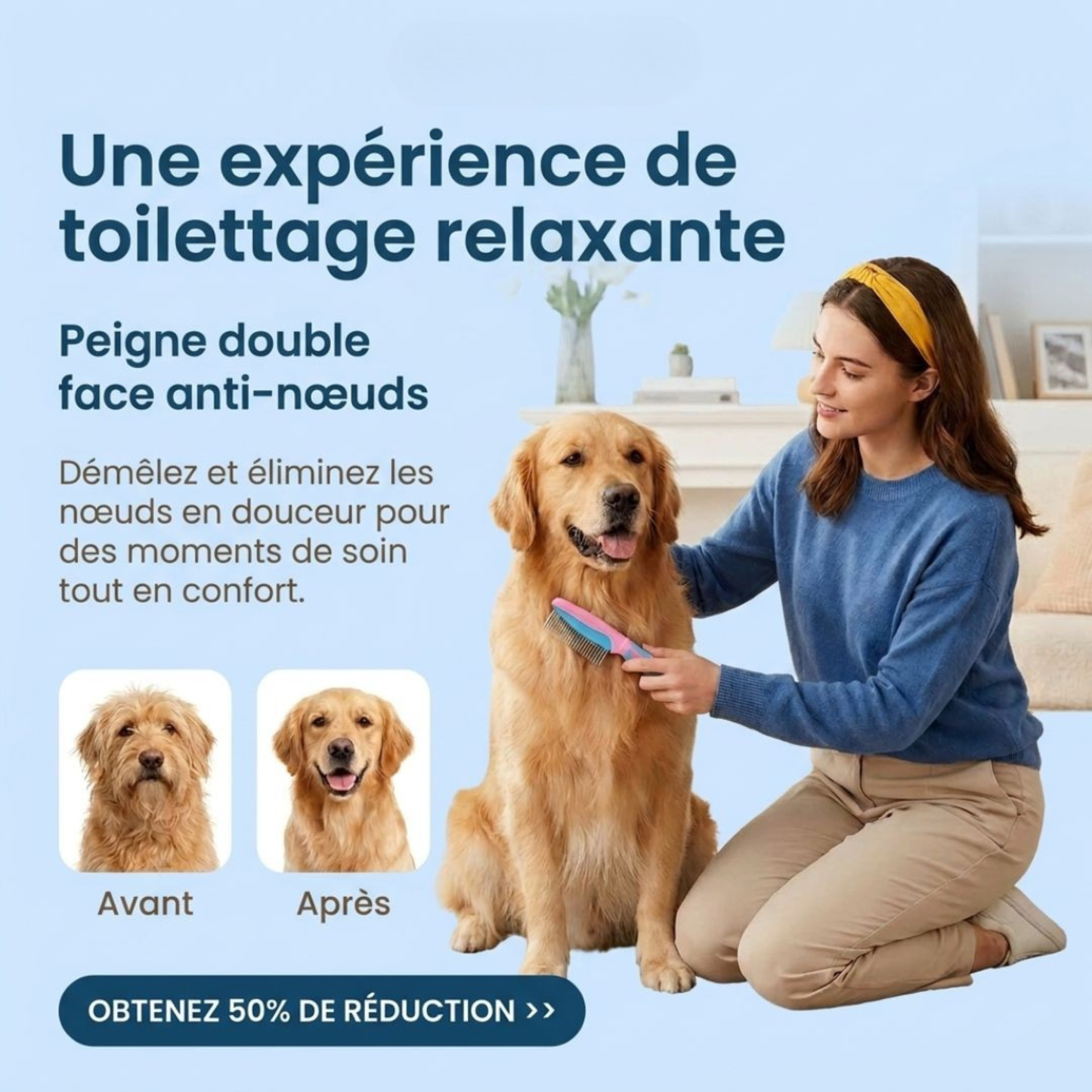 Brosse démêlante PoilSoie™ | Courbée 140° – Zéro nœud, zéro douleur