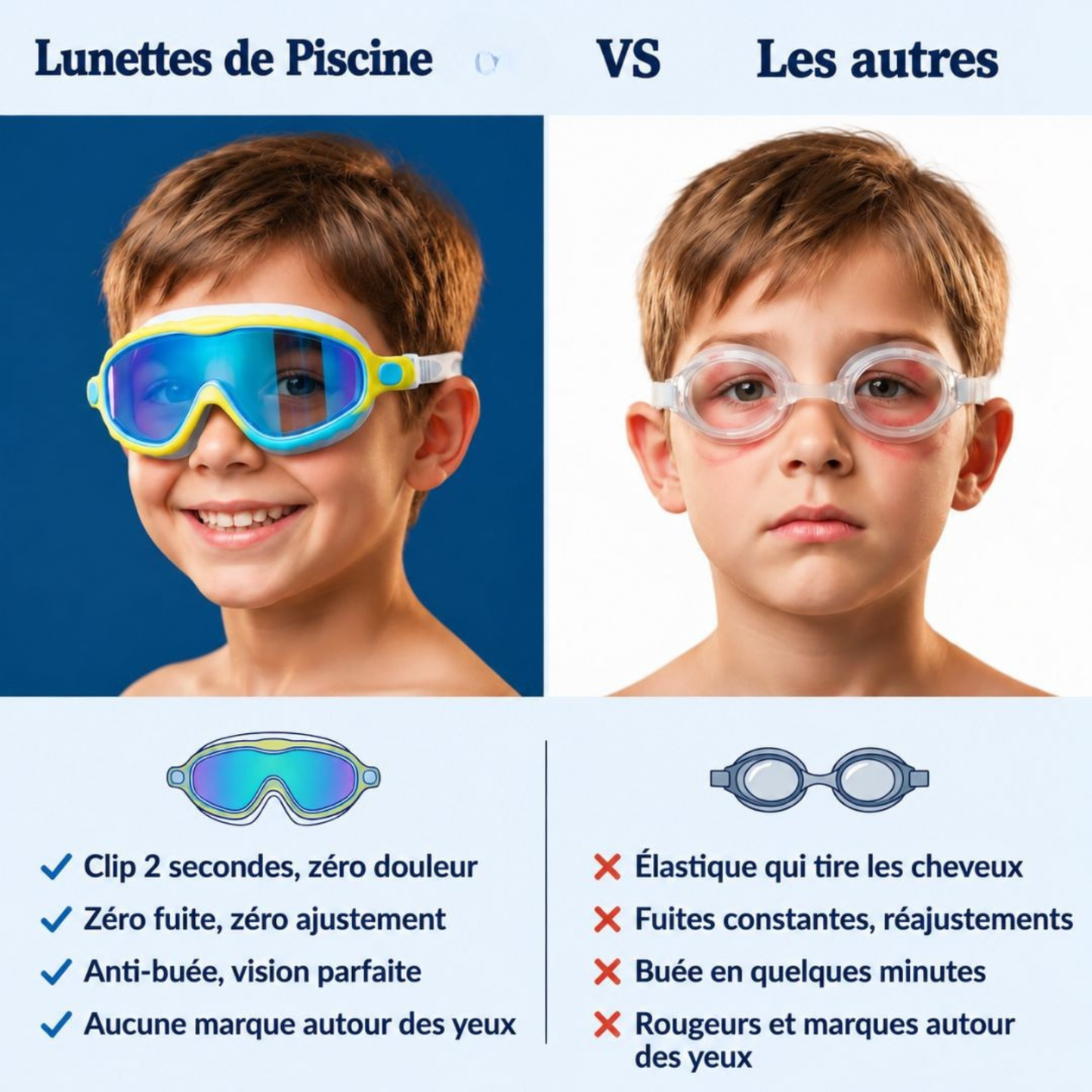 Poulpie Aqua Kids — Lunettes de natation enfant anti-larmes | Anti-buée.