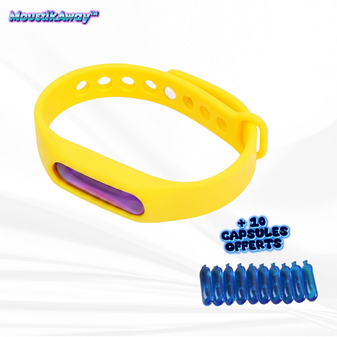 MoustikAway™ Bracelet Anti-Moustiques avec 10 Capsules Gratuites