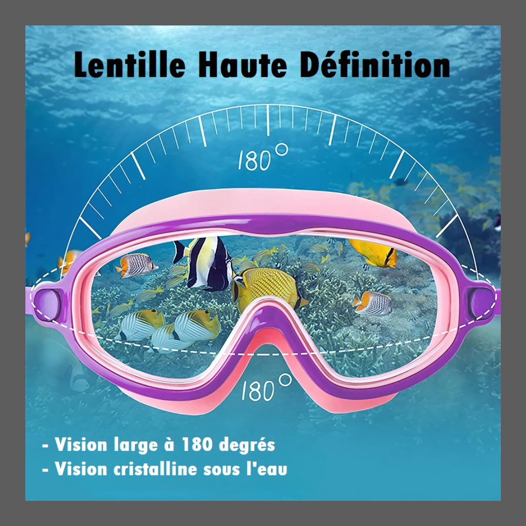 Lunettes de natation  étanches et anti-buée à grand cadre HD