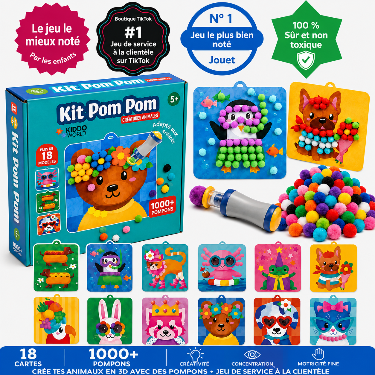 PomCréa™ — Kit Créatif 3D en Pompons