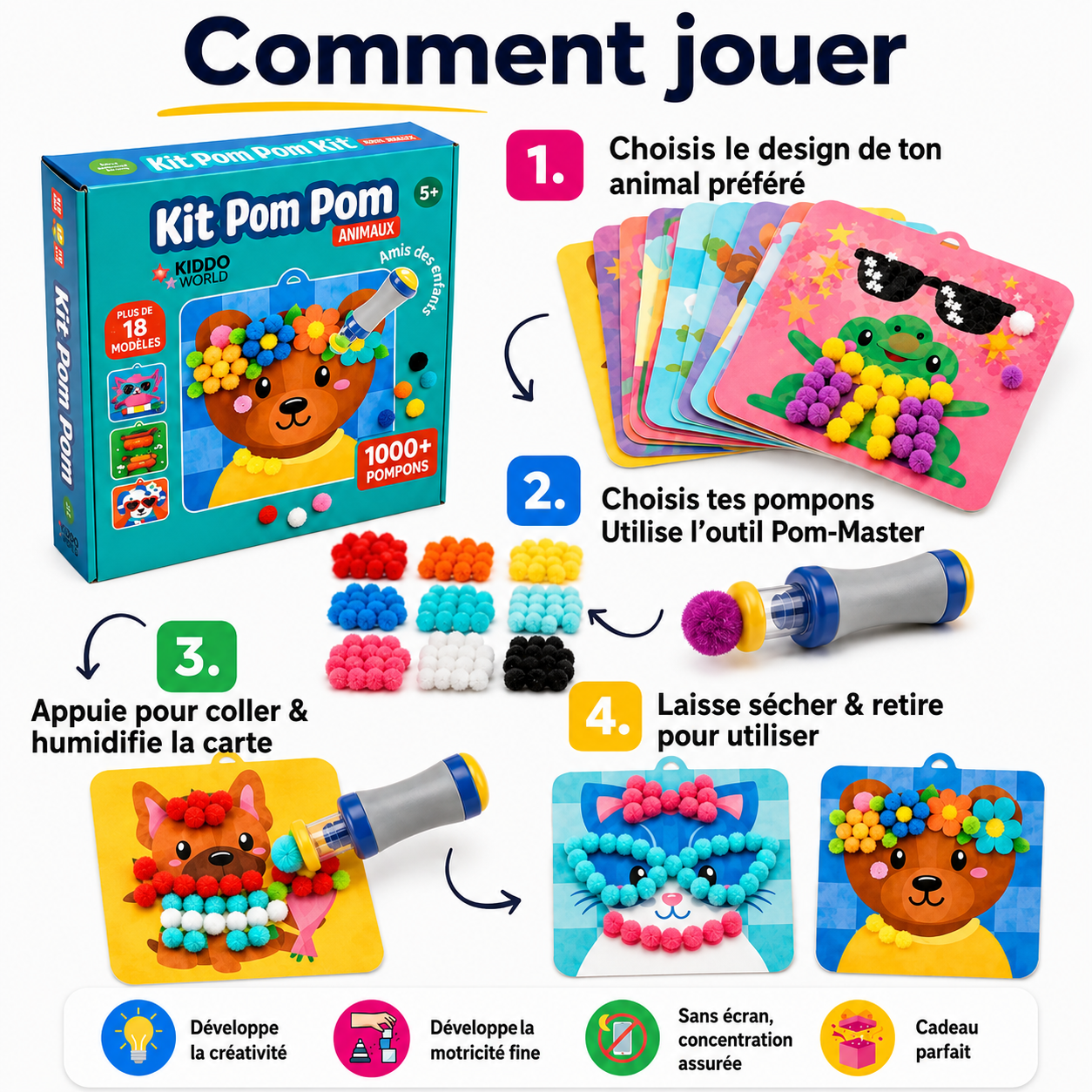 PomCréa™ — Kit Créatif 3D en Pompons