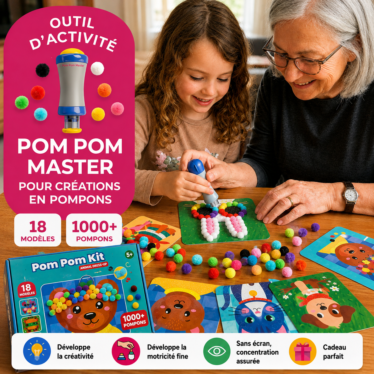 PomCréa™ — Kit Créatif 3D en Pompons