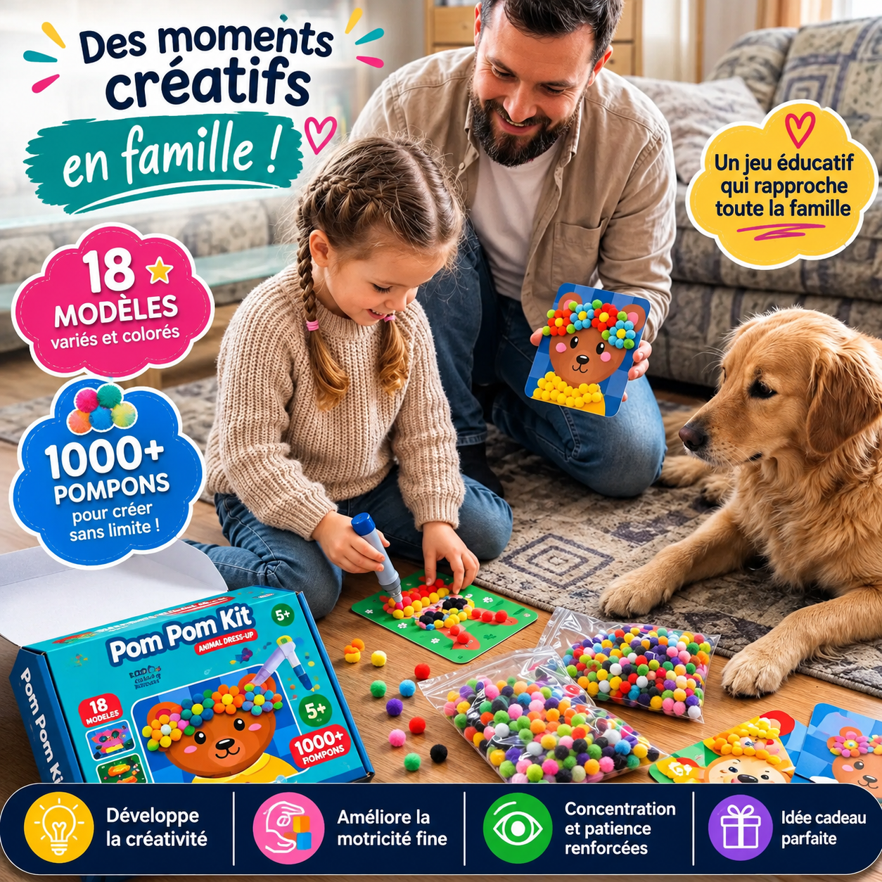 PomCréa™ — Kit Créatif 3D en Pompons