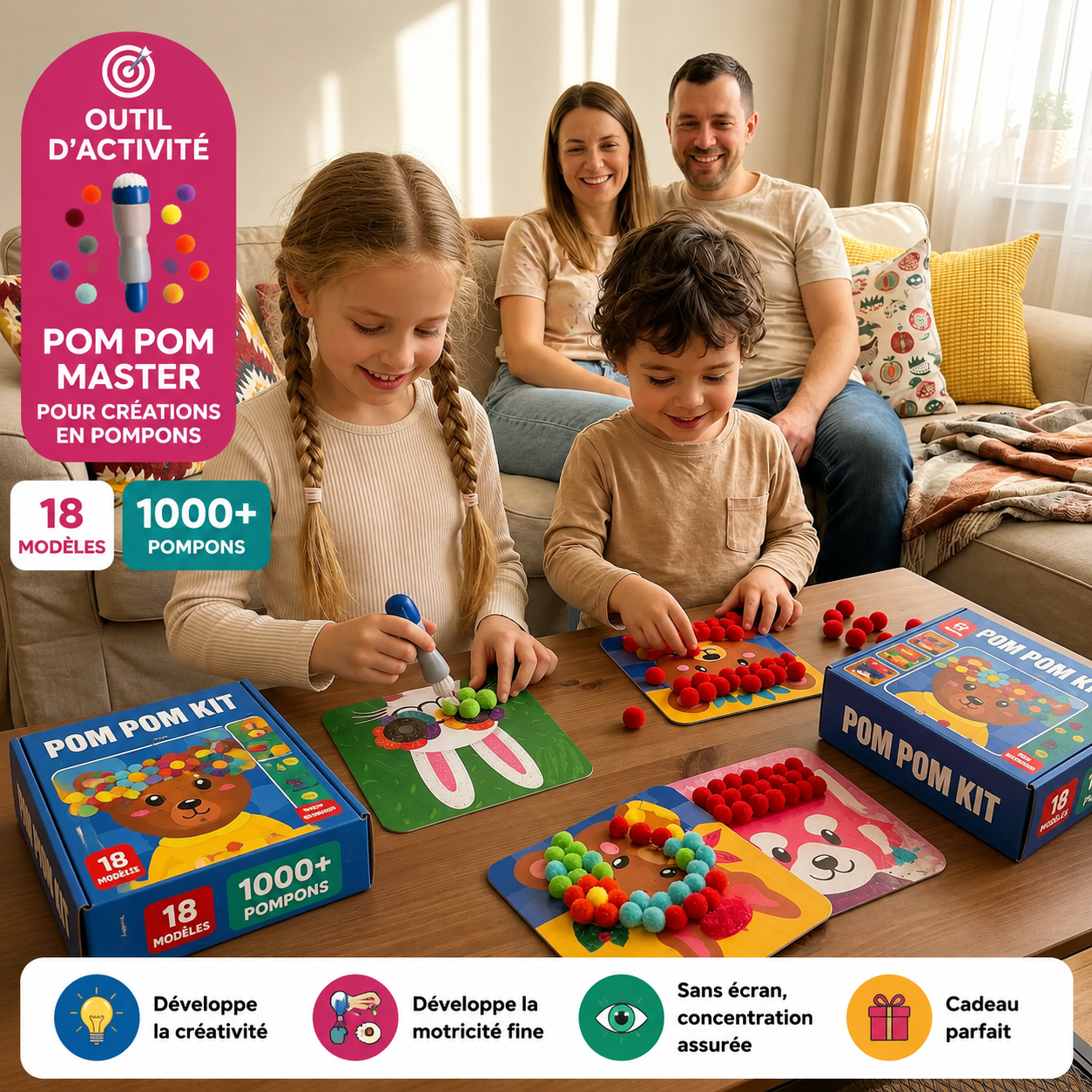 PomCréa™ — Kit Créatif 3D en Pompons