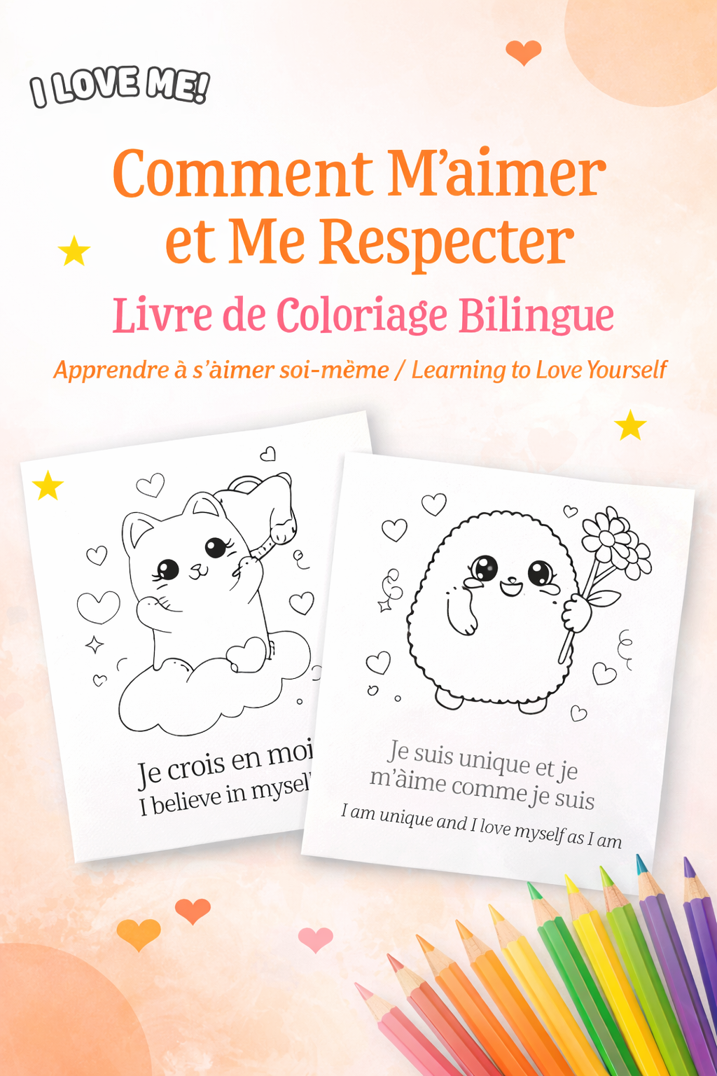 Livre Bilingue de Coloriage Enfant : Apprendre à s’aimer en s’amusant