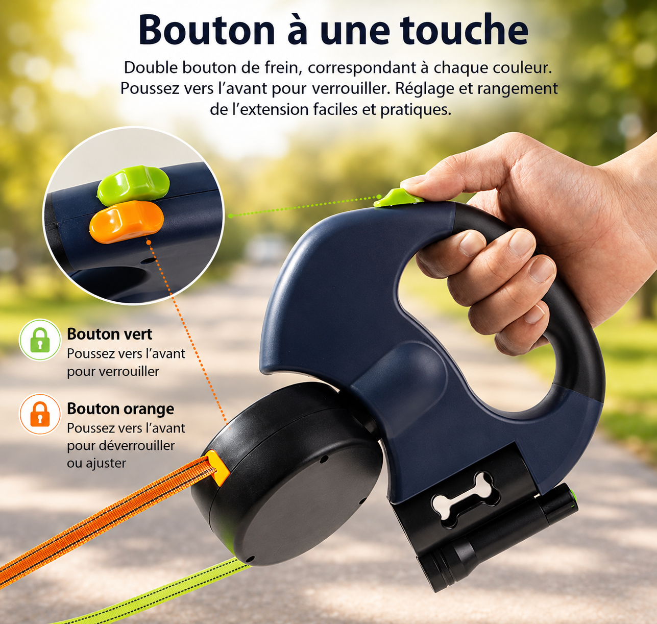 Pawty — Laisse Double Rétractable 2-en-1 avec LED & Distributeur de Sacs