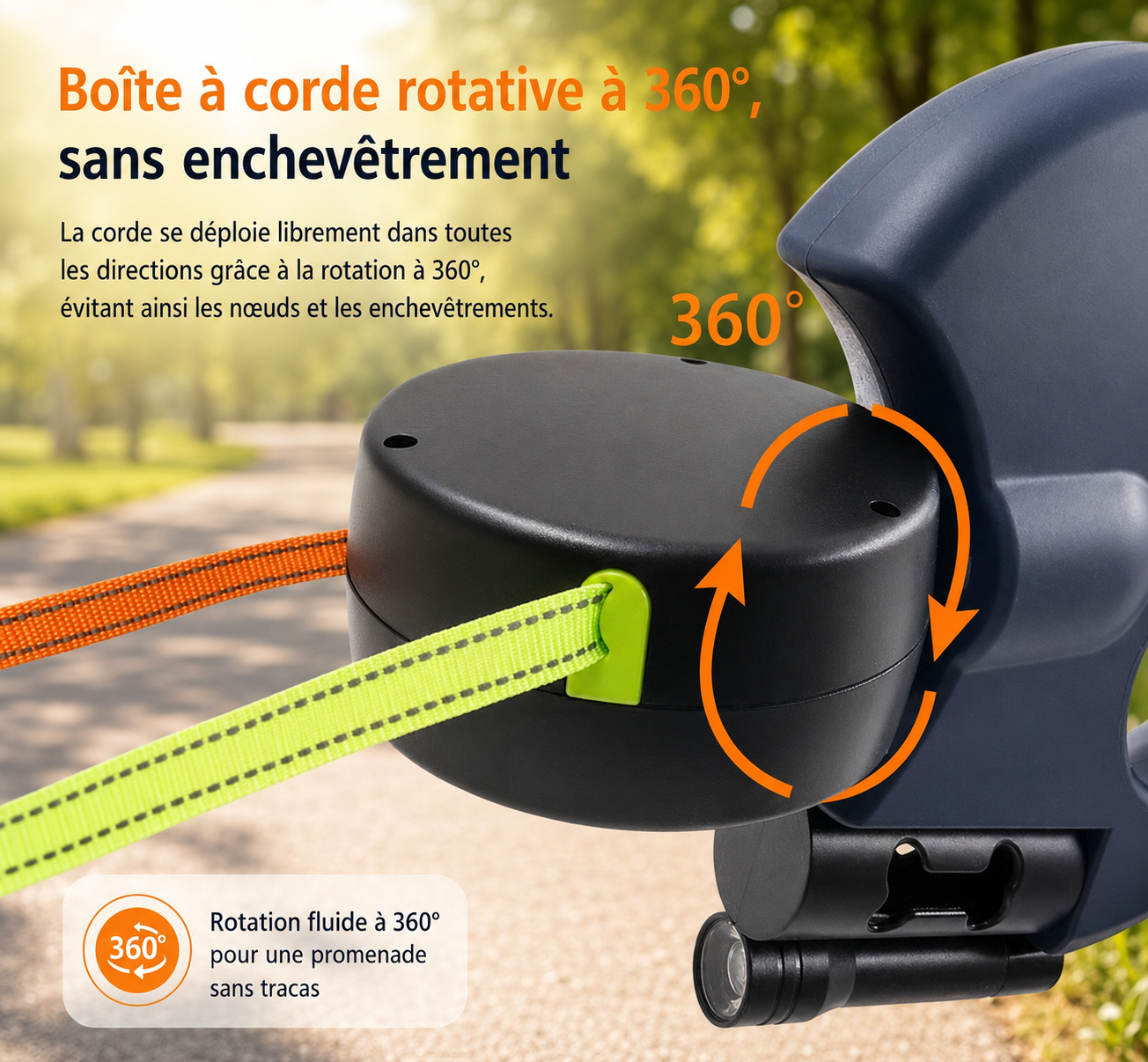 Pawty — Laisse Double Rétractable 2-en-1 avec LED & Distributeur de Sacs