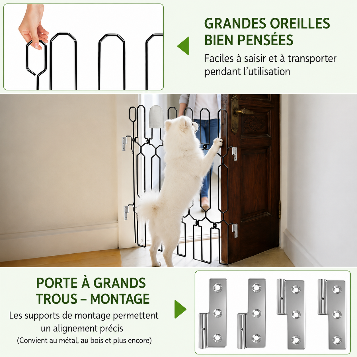 PATTEPRO™ Barrière de Porte Rétractable en Métal — Anti-Évasion pour Chiens