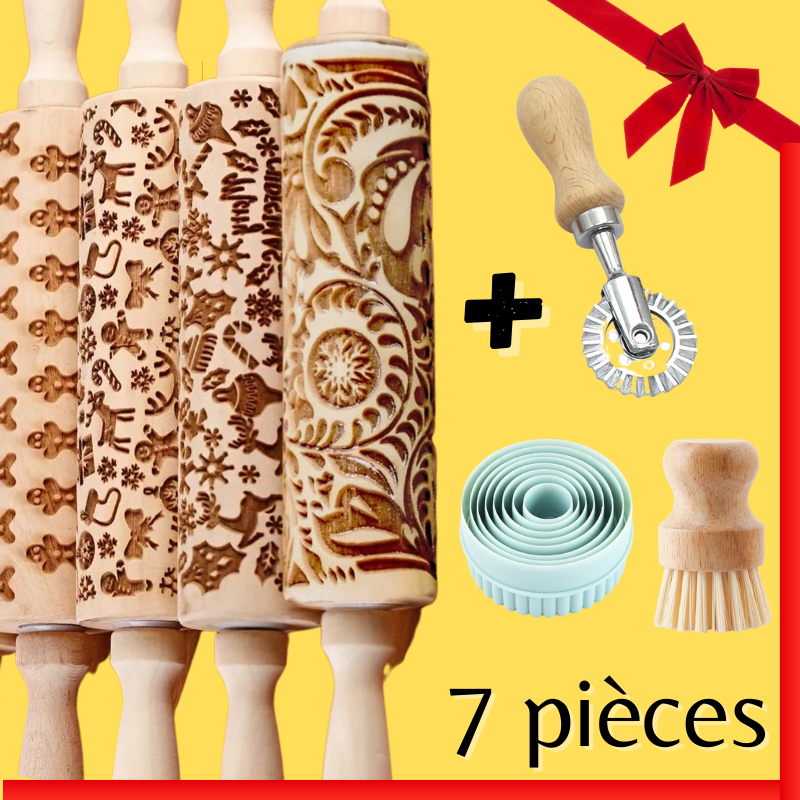 Rouleau de pâtisserie embossé, motifs de Noël