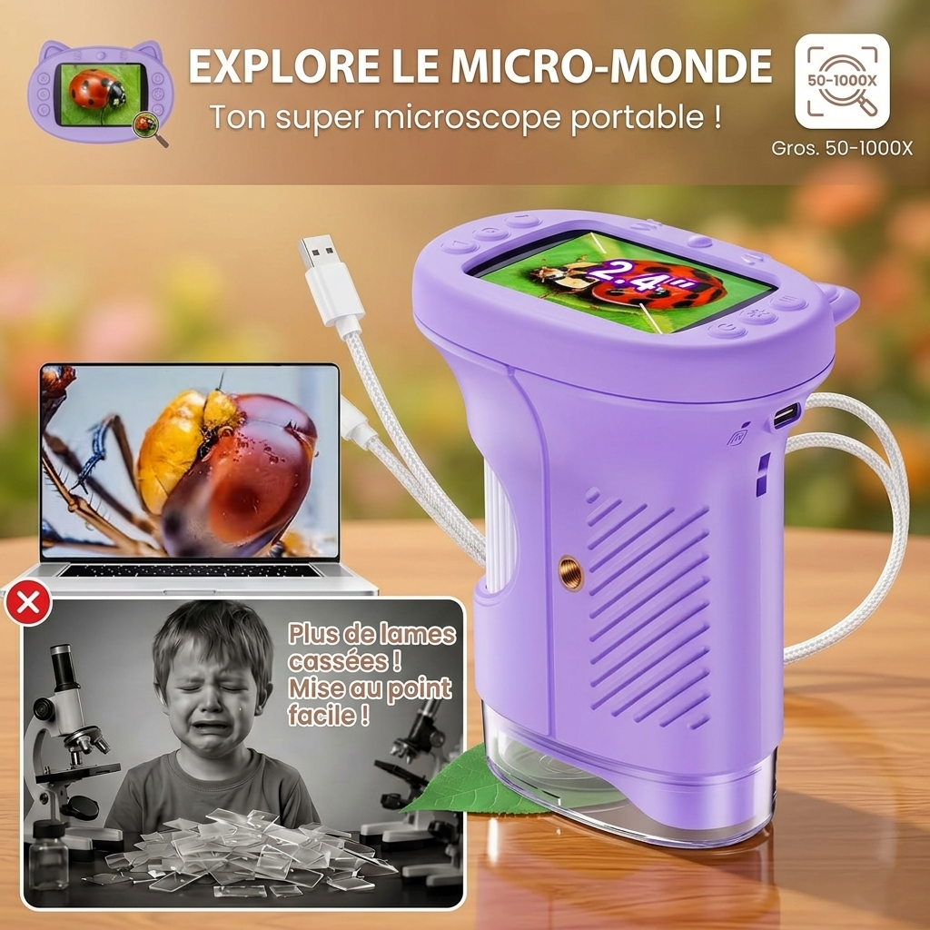 CurioScope™ – Microscope d’Aventure Portable pour Enfants