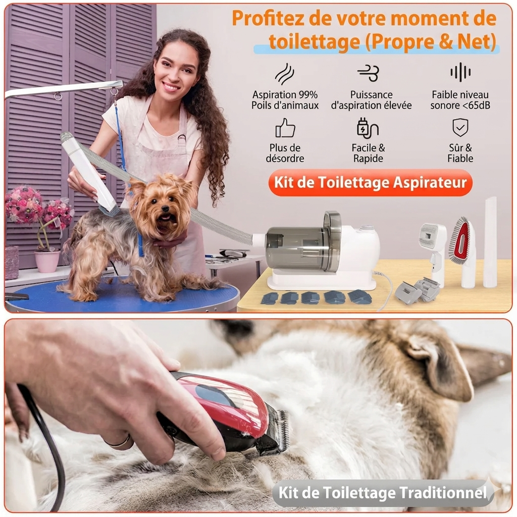 OZANIA-Aspirateur de toilettage 7 en 1 pour chiens & chats