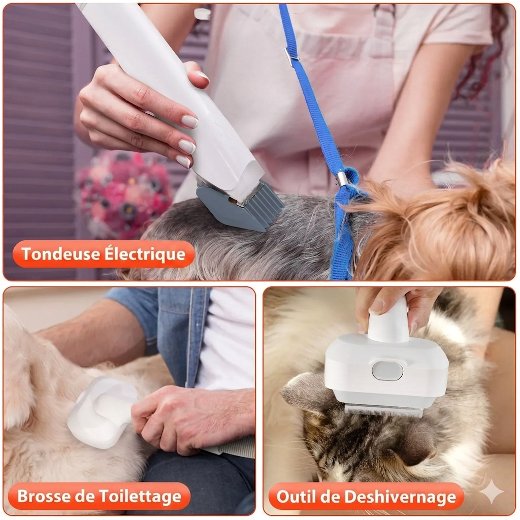 OZANIA-Aspirateur de toilettage 7 en 1 pour chiens & chats