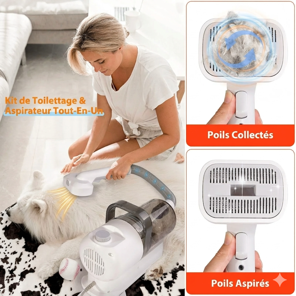 OZANIA-Aspirateur de toilettage 7 en 1 pour chiens & chats