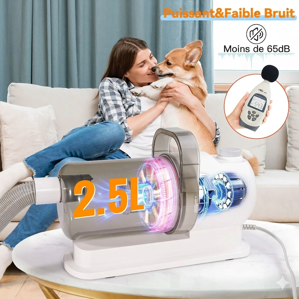 OZANIA-Aspirateur de toilettage 7 en 1 pour chiens & chats