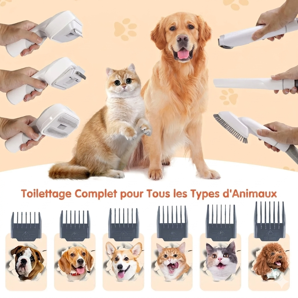 OZANIA-Aspirateur de toilettage 7 en 1 pour chiens & chats