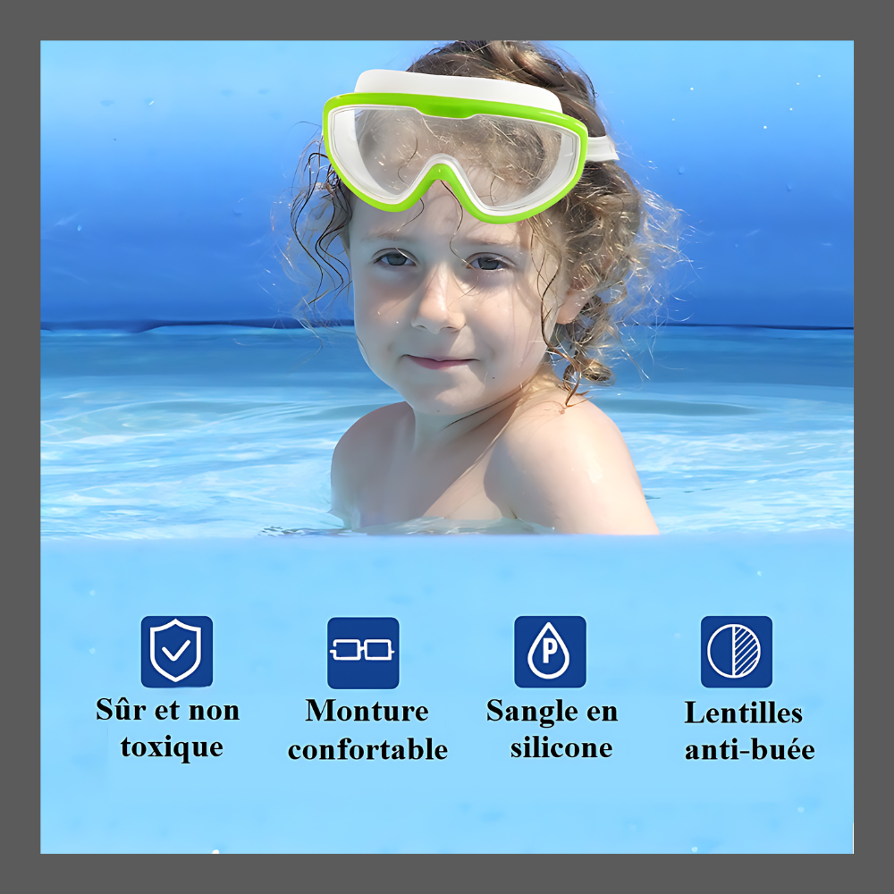 Lunettes de natation  étanches et anti-buée à grand cadre HD