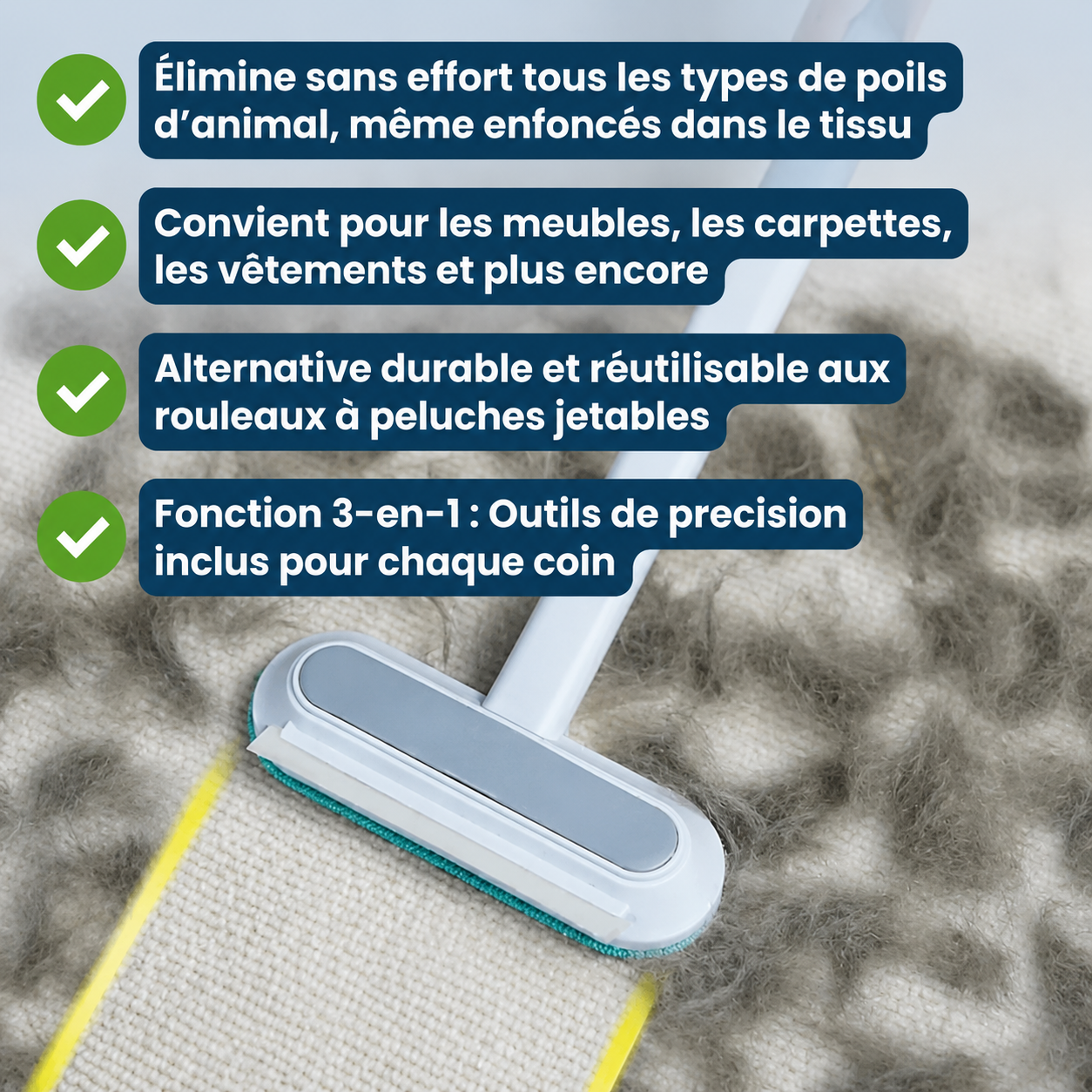 PoilsMax ™ – Racleur Anti-Poils 3-en-1 pour Animaux