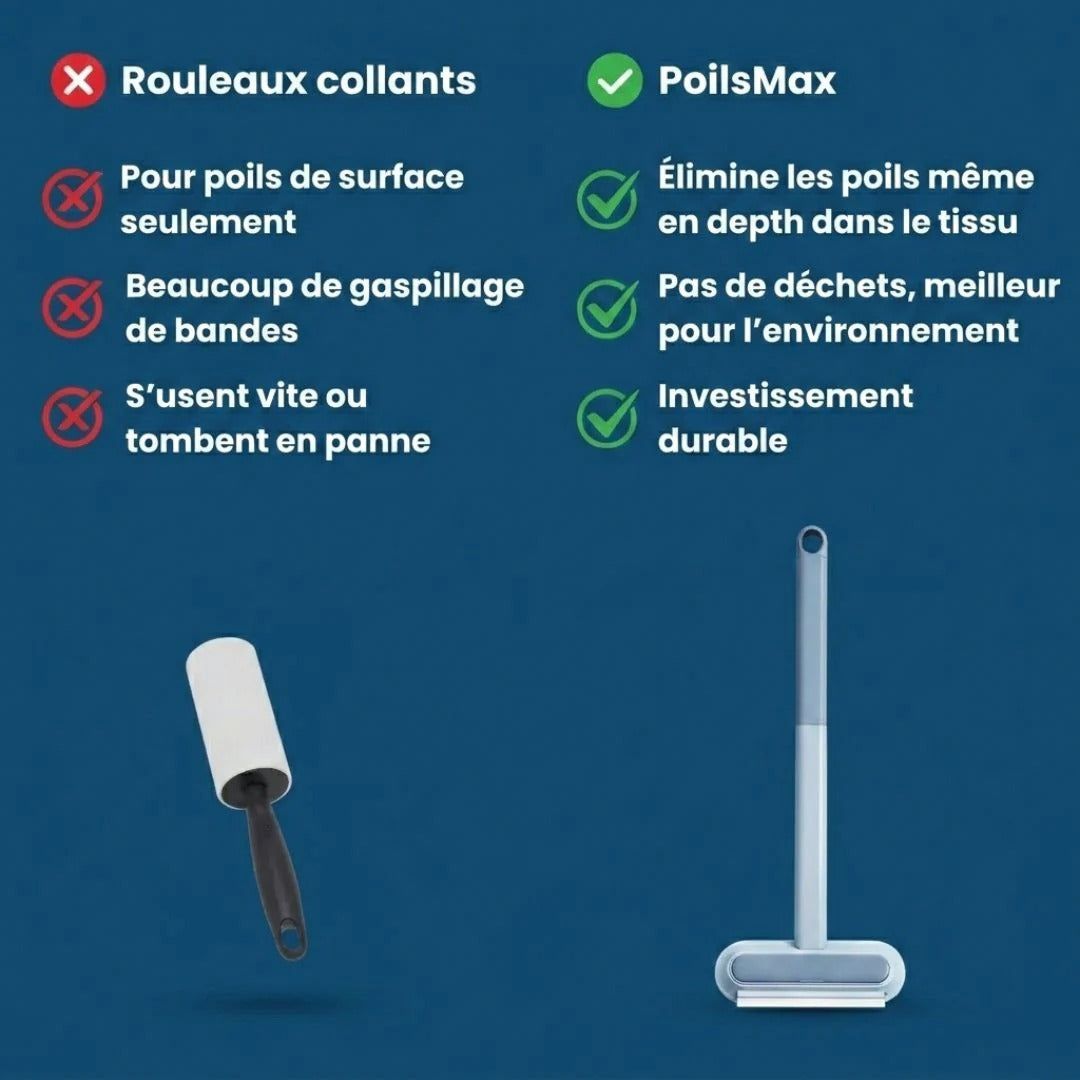PoilsMax ™ – Racleur Anti-Poils 3-en-1 pour Animaux