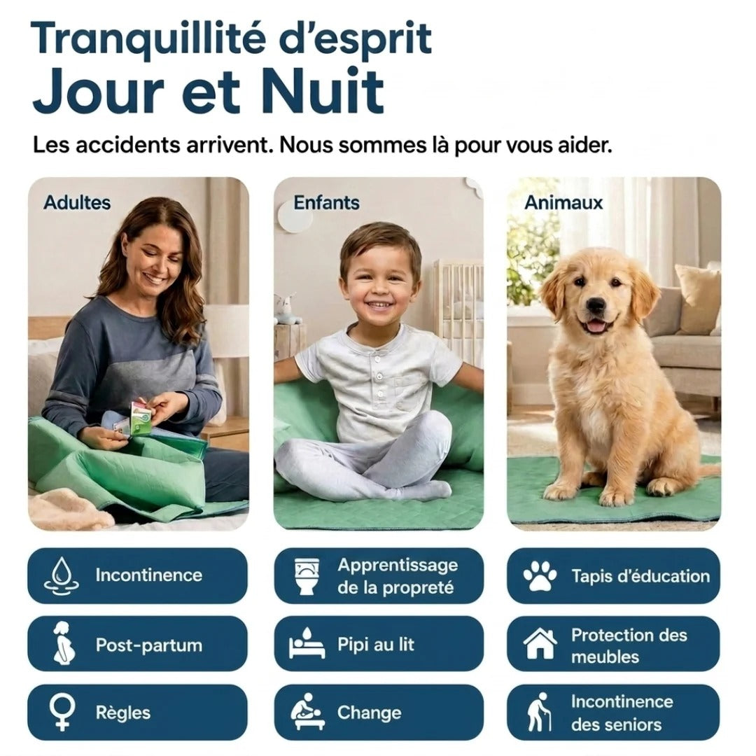 NuitProtect™ — Protection de lit lavable ultra absorbante