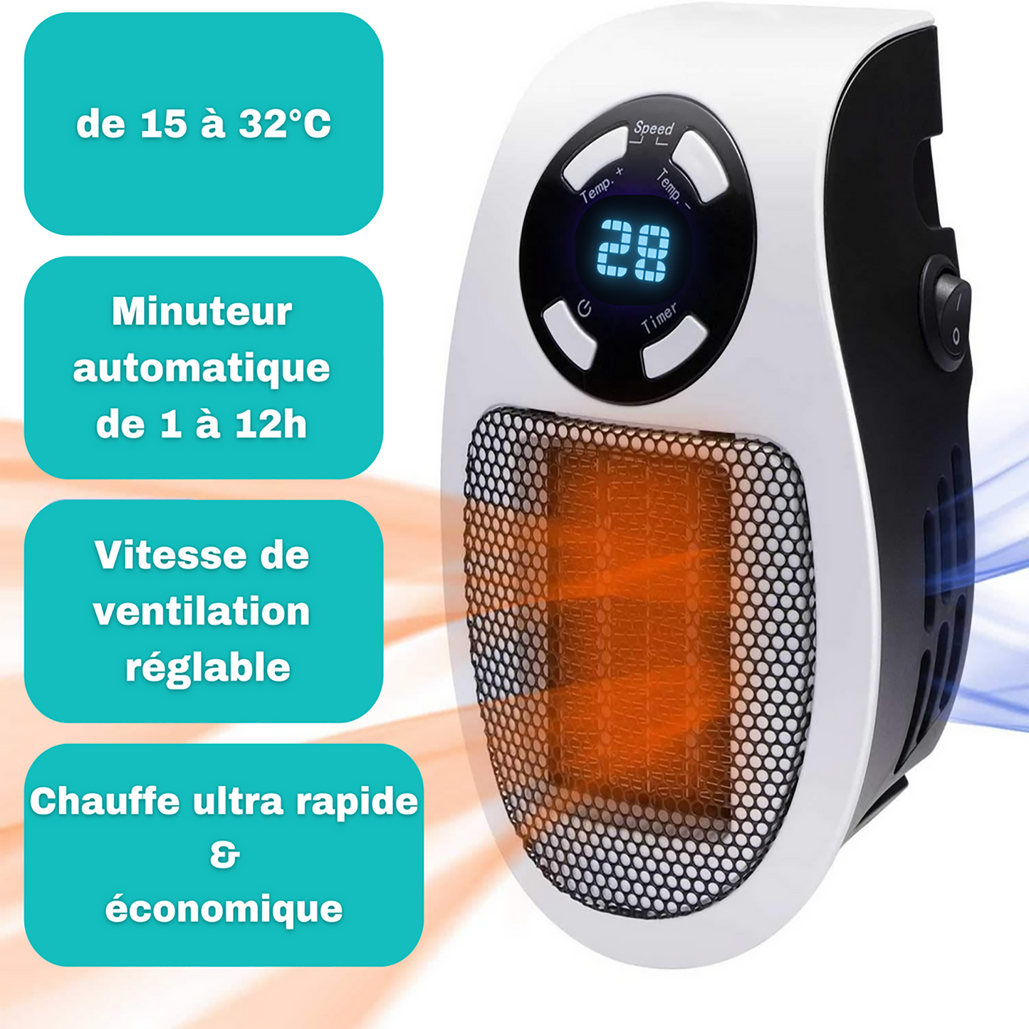 Ventilateur Chauffage Électrique Portable Voiture Chauffage - Temu Canada