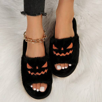 Pantoufles d'Halloween en Forme de Citrouille