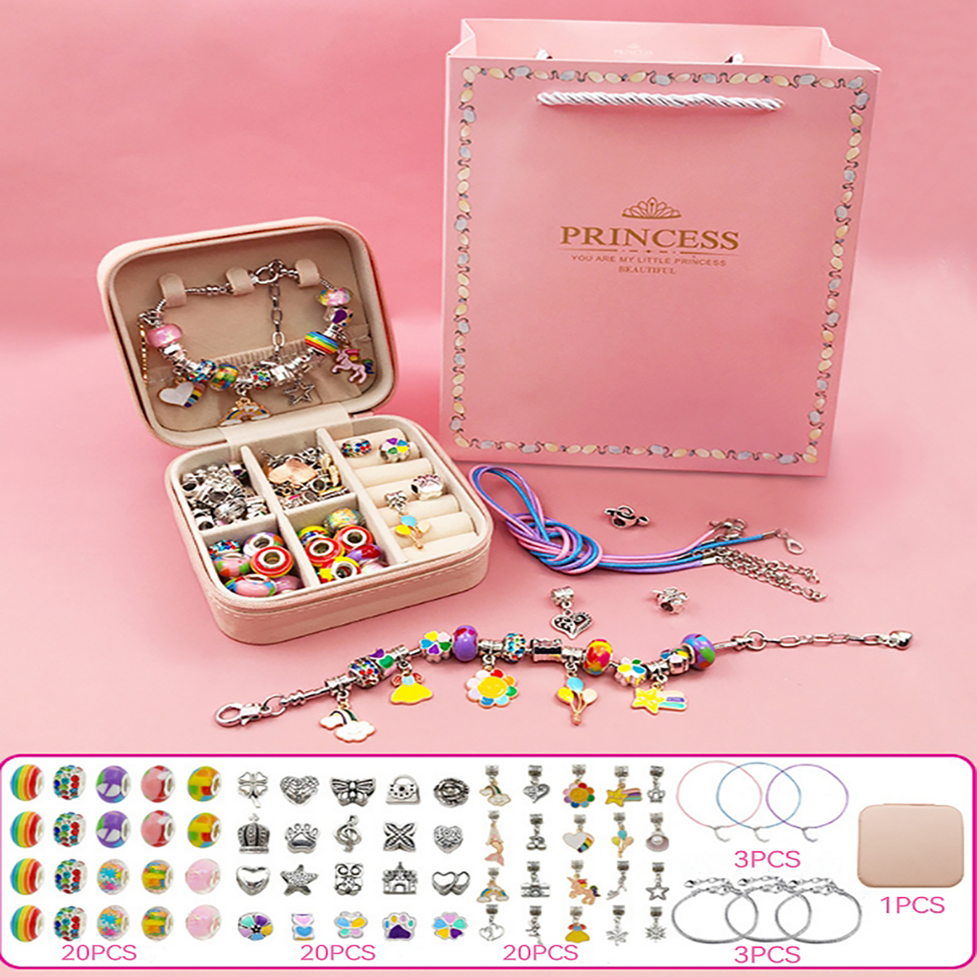 Kit de fabrication de bracelet de charme Ensemble de cadeaux de bijoux  d'artisanat pour enfants filles adolescents H